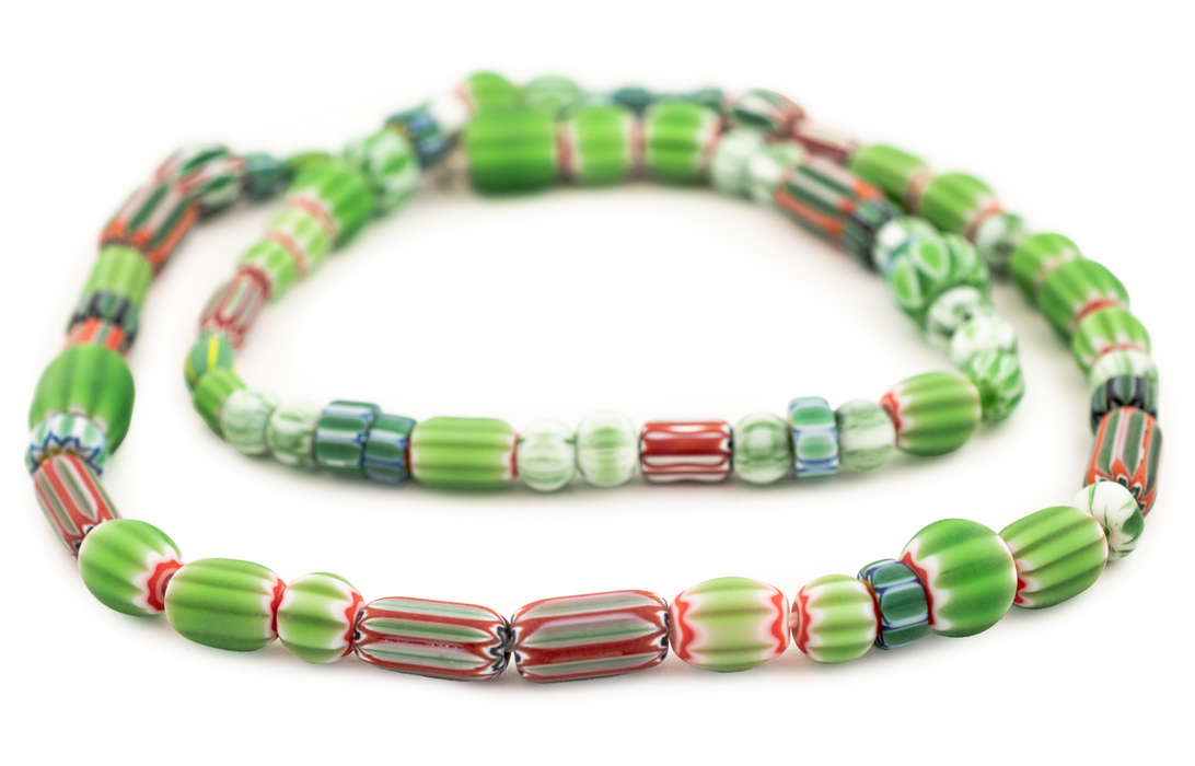 Green & Red Chevron Bead Medley (6-12mm) - The Bead Chest