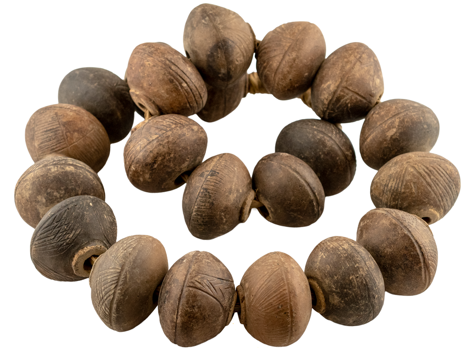 Extra Large Rustic Nigerian Clay Spindle Beads