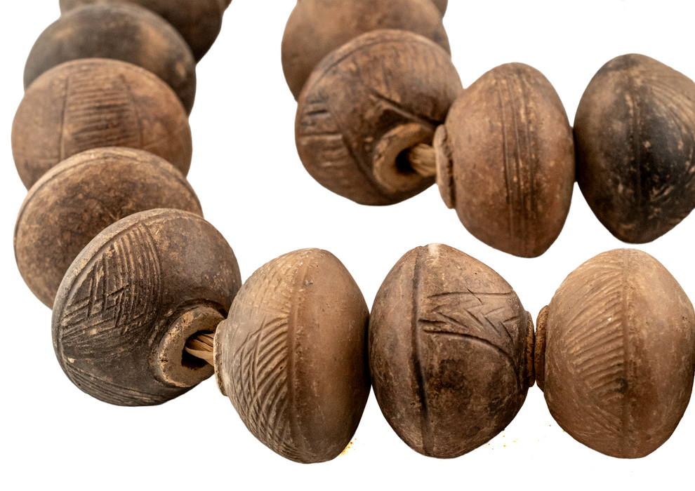 Extra Large Rustic Nigerian Clay Spindle Beads