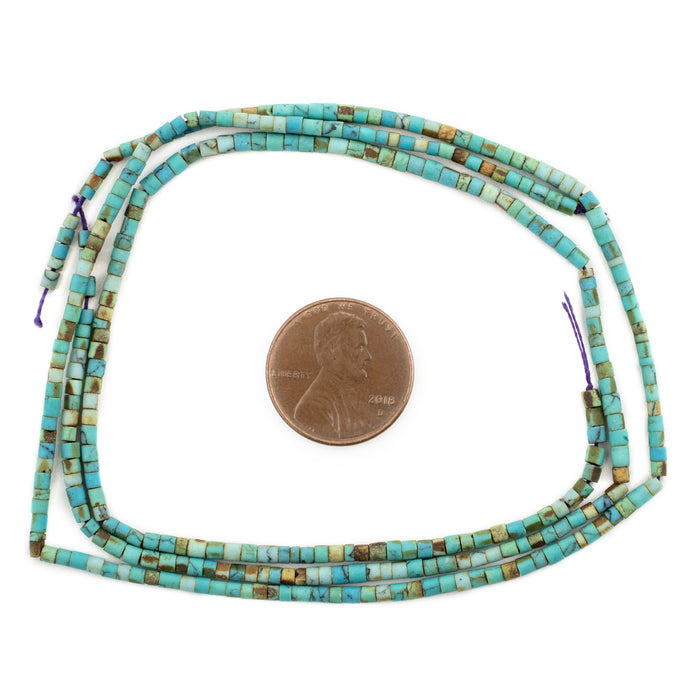 Blue Turquoise-Style Afghani Stone Heishi Beads (2mm)