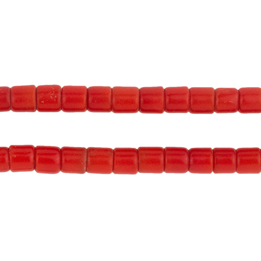 Vintage Red Czech Glass Cylinder Beads (6mm) - The Bead Chest