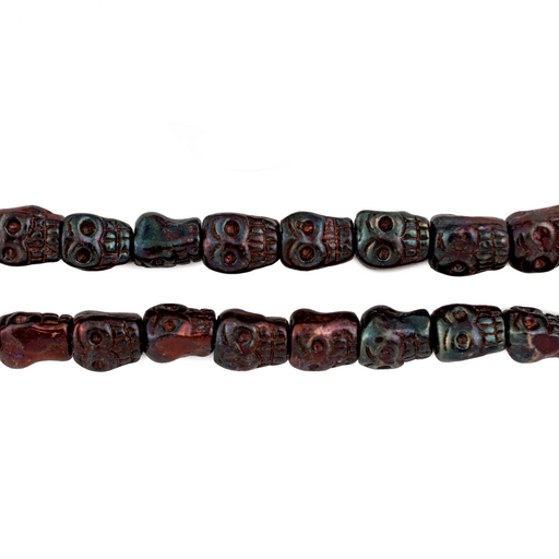 Midnight Copper Skull Beads (8x5mm)