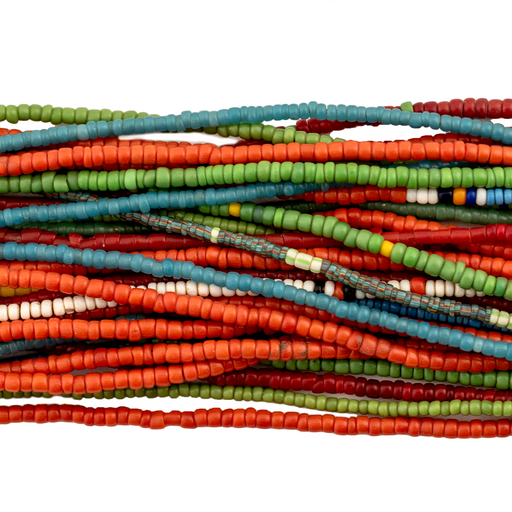 Vintage Fulani Rainbow Glass Seed Bead Necklace