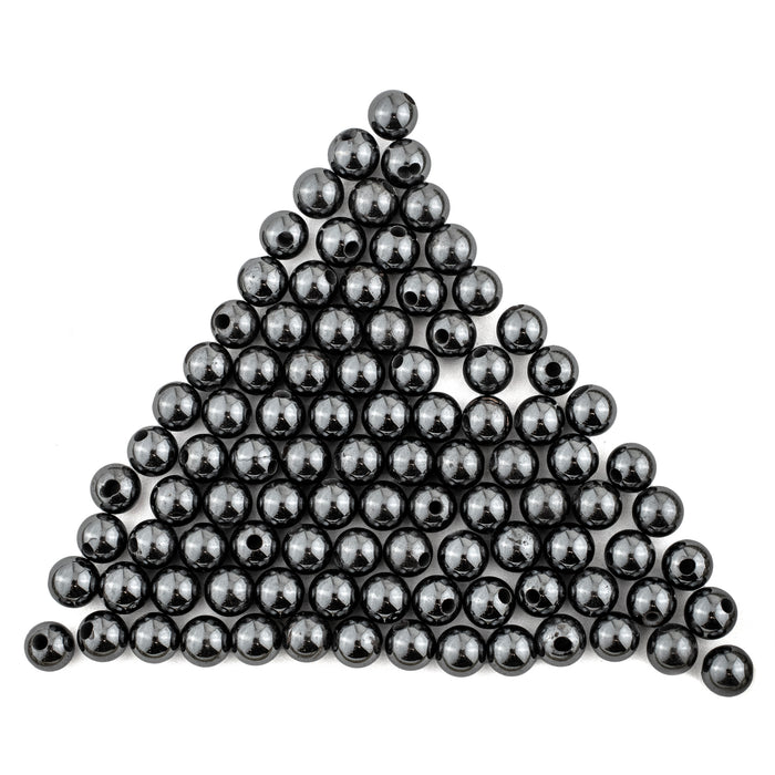 Half-Drilled Round Non-Magnetic Hematite Beads (6mm, Set of 100)