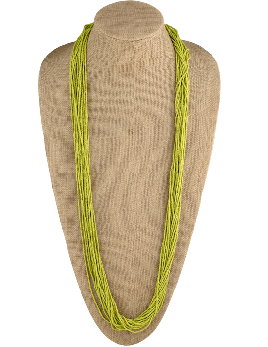 Vintage Fulani Lime Green Glass Seed Bead Necklace