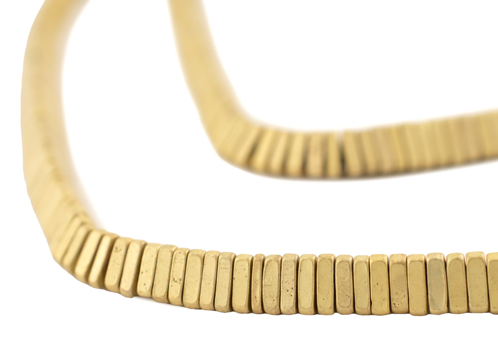 Matte Brass Faceted Triangle Heishi Beads (6mm)