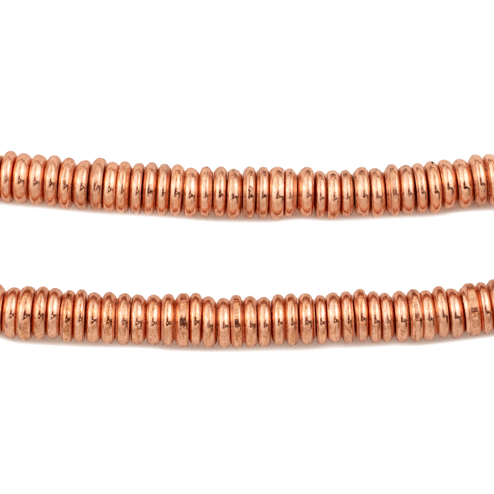 Smooth Extra Large Brass Heishi Beads - 6mm Large Hole - 16 Inch Strand