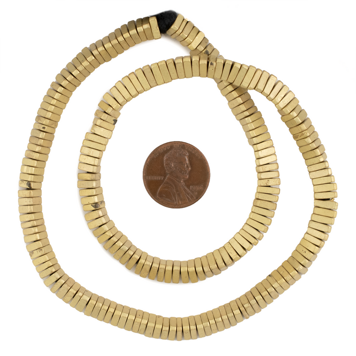 Matte Brass Faceted Triangle Heishi Beads (6mm)