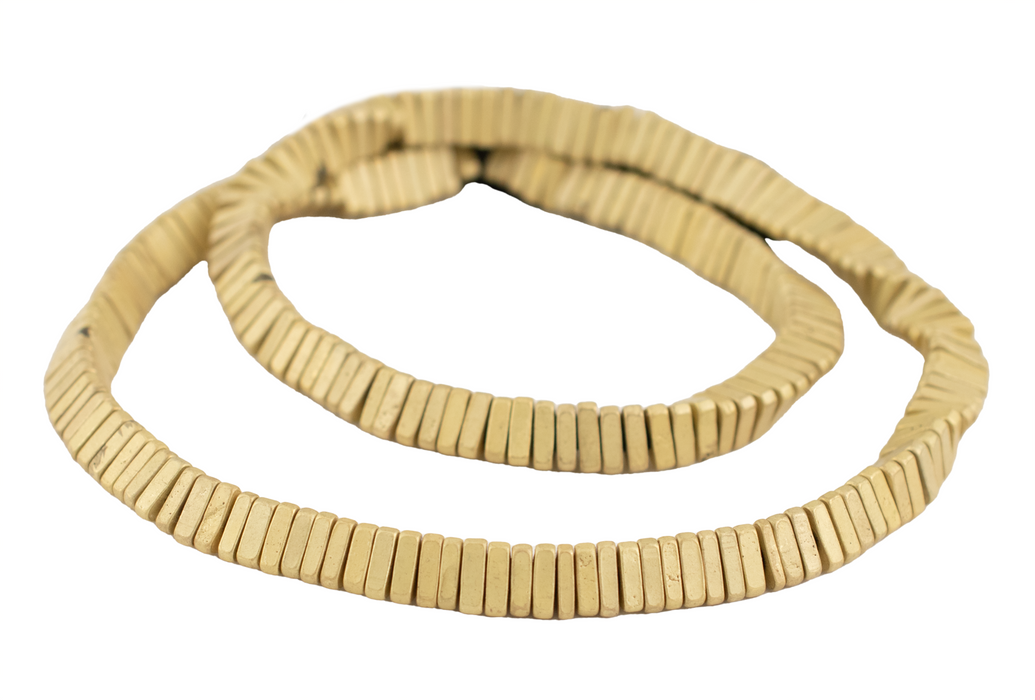 Matte Brass Faceted Triangle Heishi Beads (6mm)