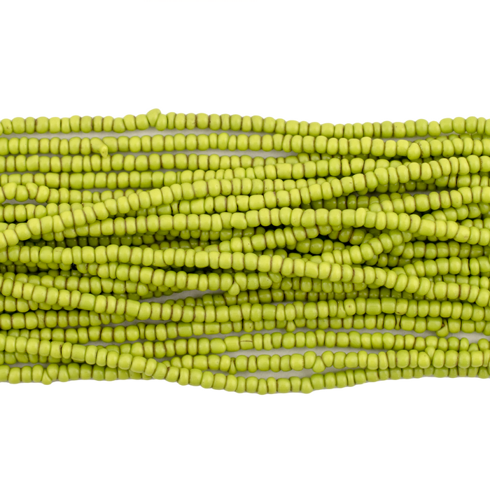 Vintage Fulani Lime Green Glass Seed Bead Necklace