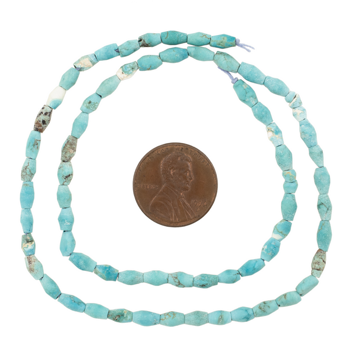 Blue Afghan Bicone Turquoise Beads (6x3mm)