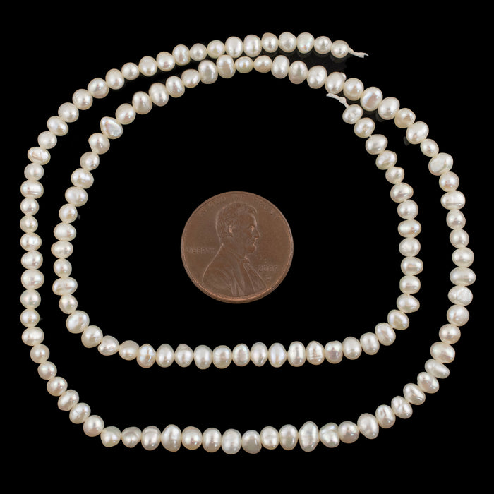 Smooth White Vintage Japanese Pearl Heishi Beads (4mm)