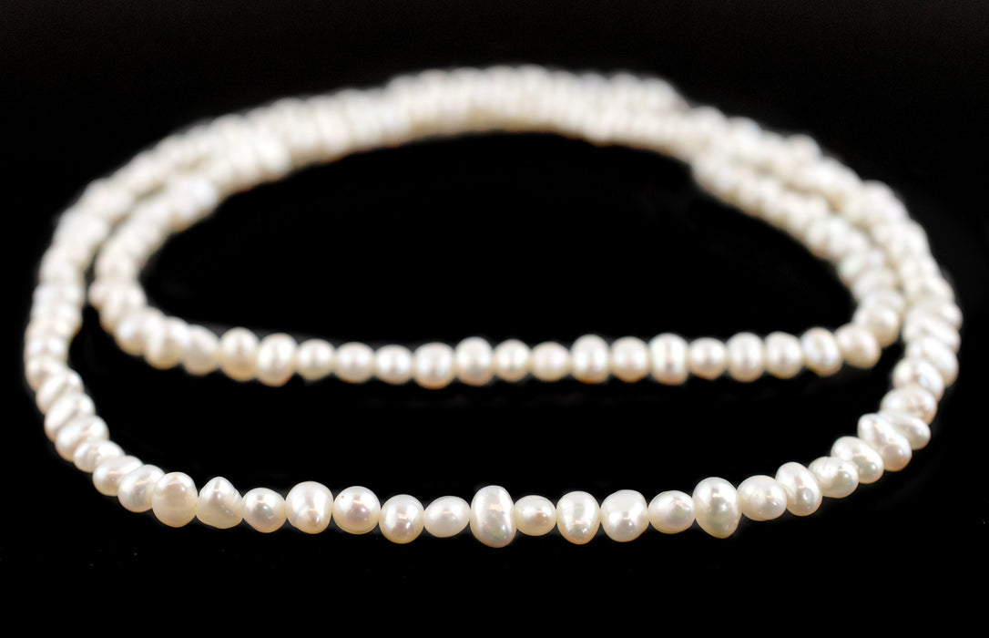 Smooth White Vintage Japanese Pearl Heishi Beads (4mm)