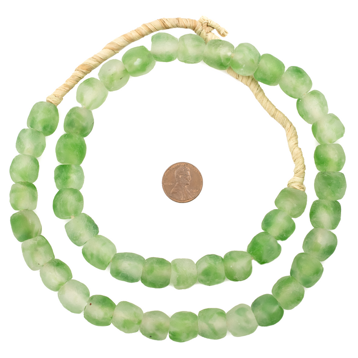 Green Swirl Recycled Glass Beads (14mm) - The Bead Chest