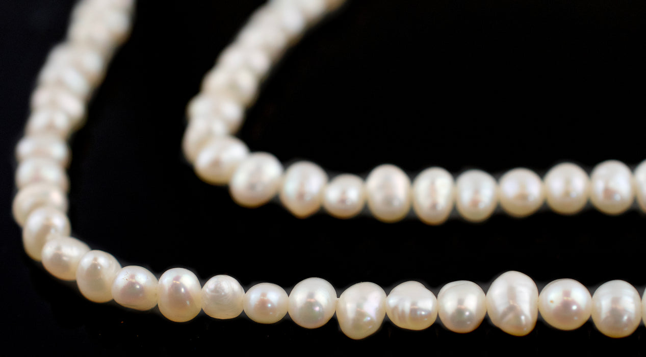 Smooth White Vintage Japanese Pearl Heishi Beads (4mm)