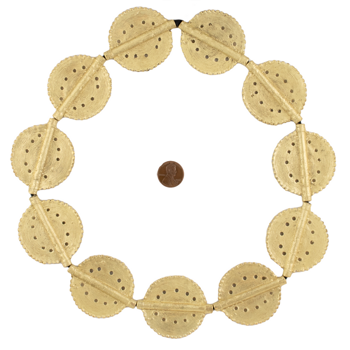 Matte Brass Sun Dotted Baule Beads (55x45mm)