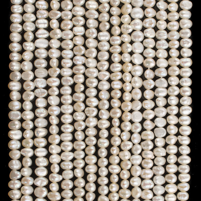 Smooth White Vintage Japanese Pearl Heishi Beads (4mm)