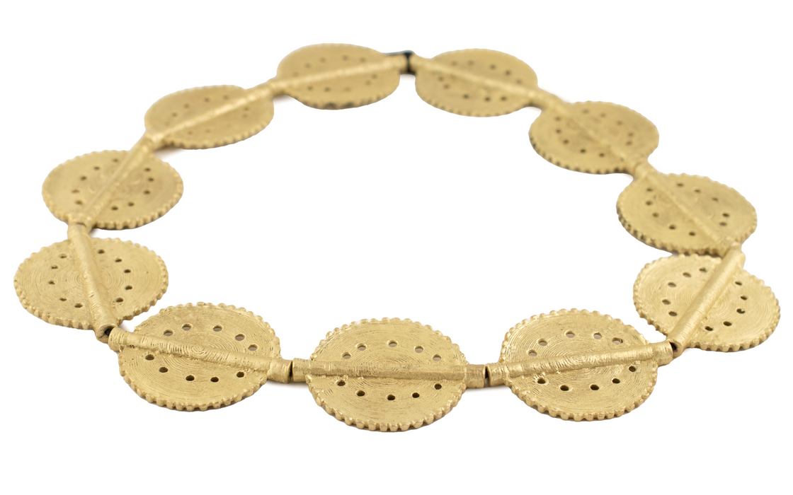 Matte Brass Sun Dotted Baule Beads (55x45mm)