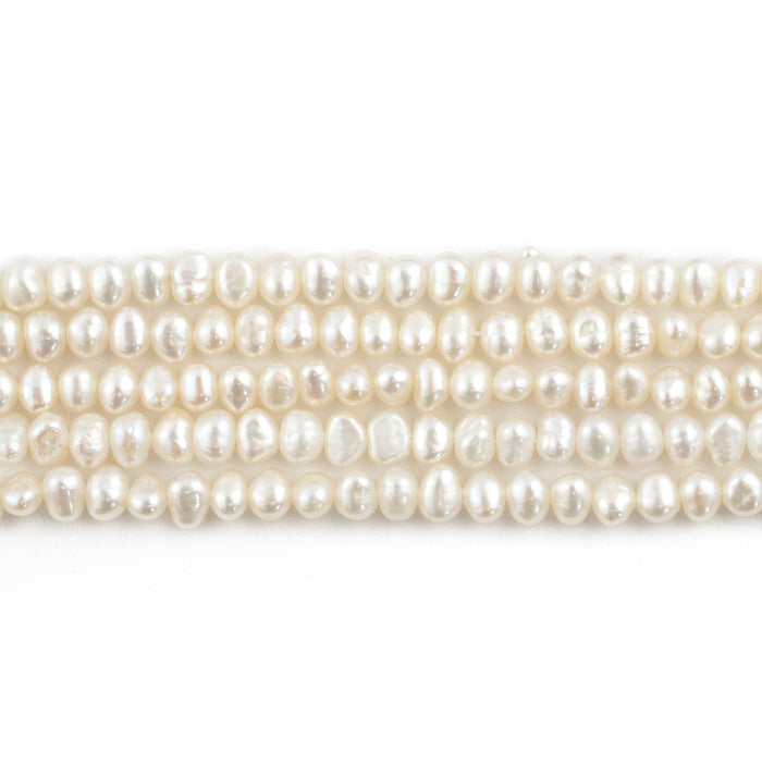 Smooth White Vintage Japanese Pearl Heishi Beads (4mm)