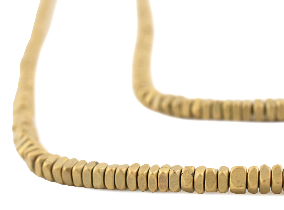 Matte Brass Faceted Square Heishi Beads (5mm)