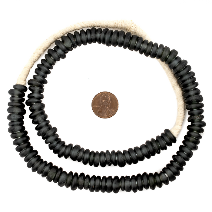 Charcoal Rondelle Recycled Glass Beads - The Bead Chest