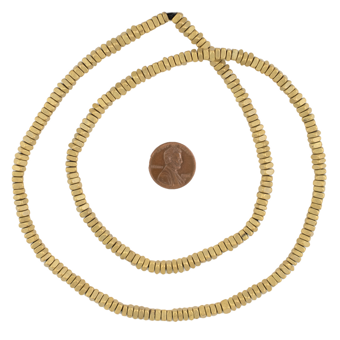 Matte Brass Faceted Square Heishi Beads (5mm)