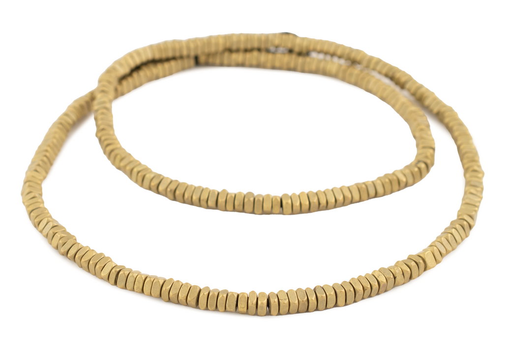 Matte Brass Faceted Square Heishi Beads (5mm)