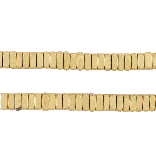 Matte Brass Faceted Square Heishi Beads (6mm)
