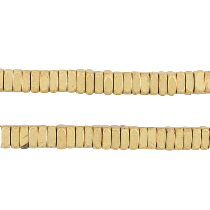 Matte Brass Faceted Square Heishi Beads (6mm)