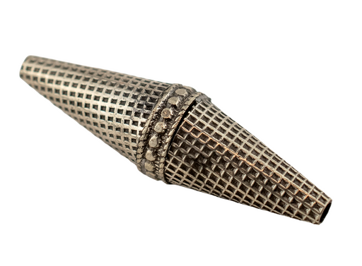 Elongated Afghan Tribal Silver Bead (42x11mm)