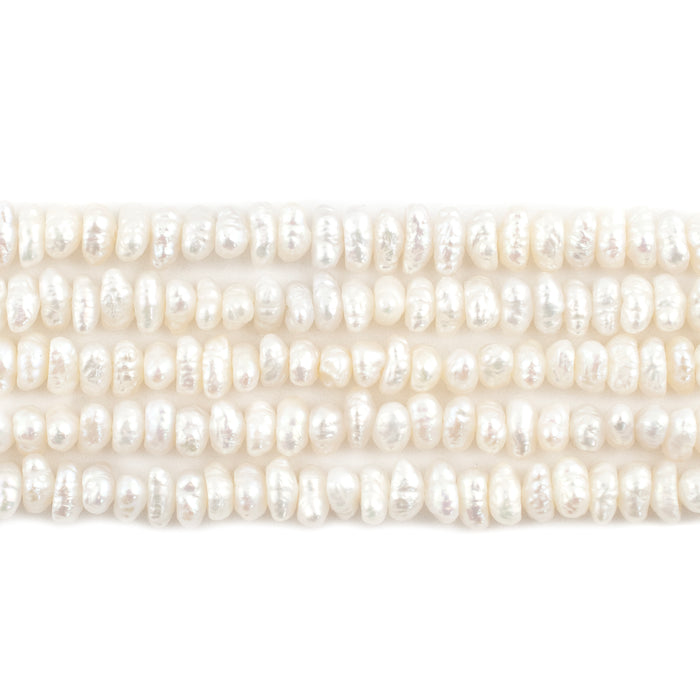 White Oval Button Vintage Japanese Pearl Beads (4-5mm)