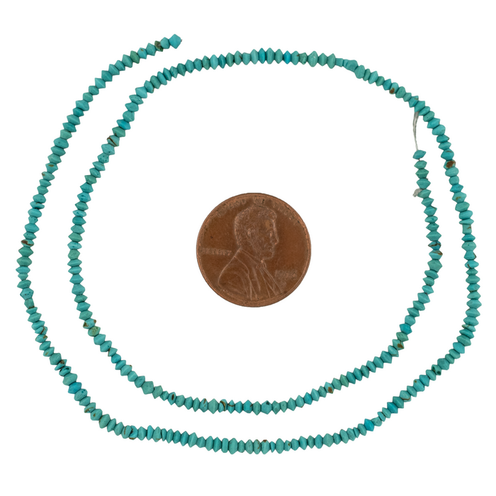 Teal Afghan Stone Saucer Heishi Beads (2mm)