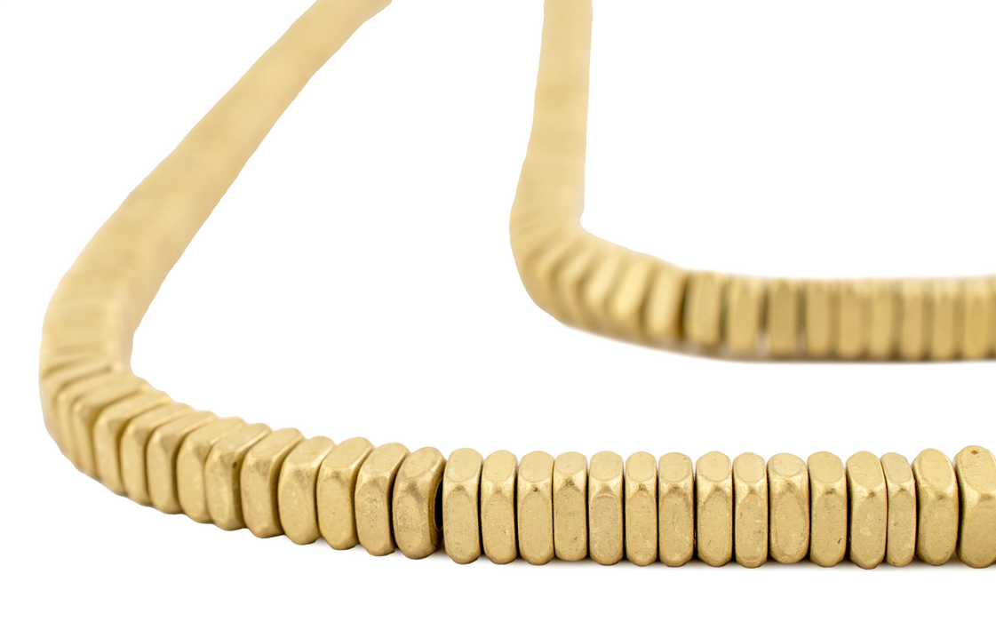 Matte Brass Faceted Square Heishi Beads (6mm)