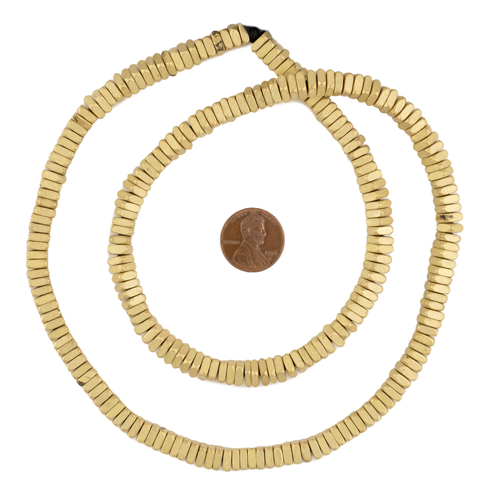 Matte Brass Faceted Square Heishi Beads (6mm)