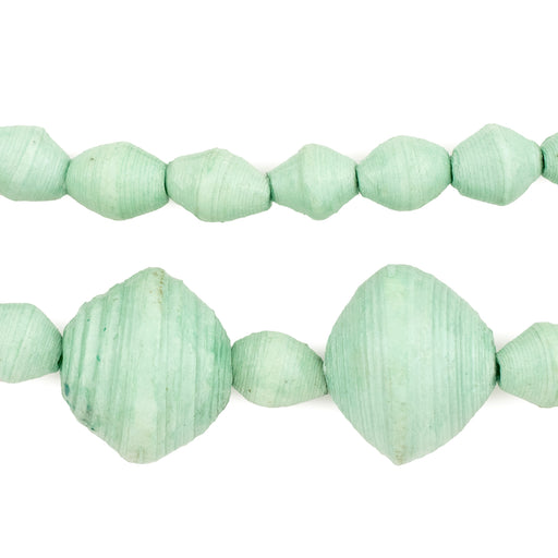 Pastel Green Recycled Paper Beads from Uganda (Large) - The Bead Chest