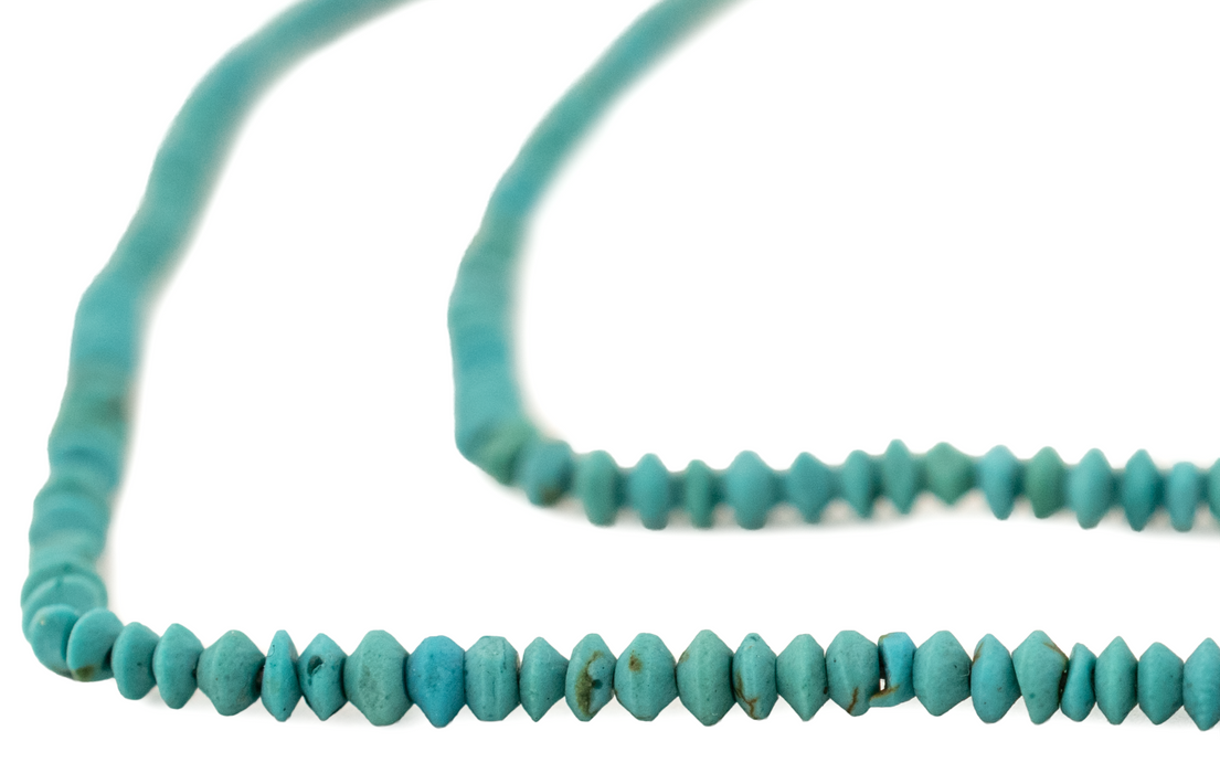 Teal Afghan Stone Saucer Heishi Beads (2mm)
