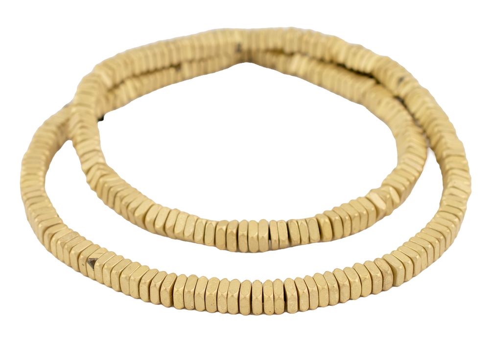 Matte Brass Faceted Square Heishi Beads (6mm)