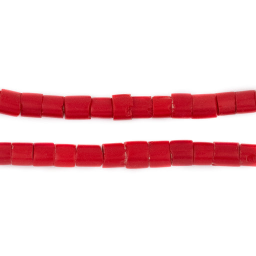 Vintage Crimson Red Czech Glass Cylinder Beads (6mm) - The Bead Chest