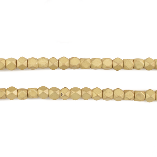 Matte Brass Diamond Cut Beads (4mm)