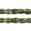 Antique Black Lime Green Cylinder Feather Beads (Long Strand)
