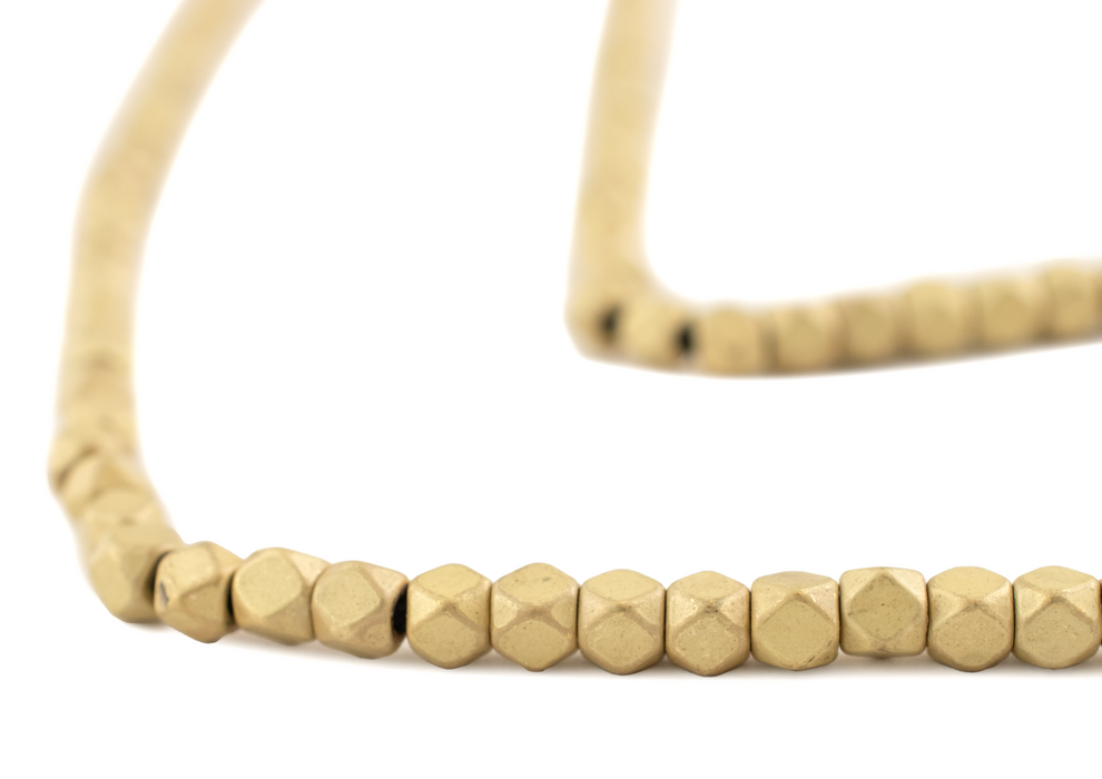 Matte Brass Diamond Cut Beads (4mm)