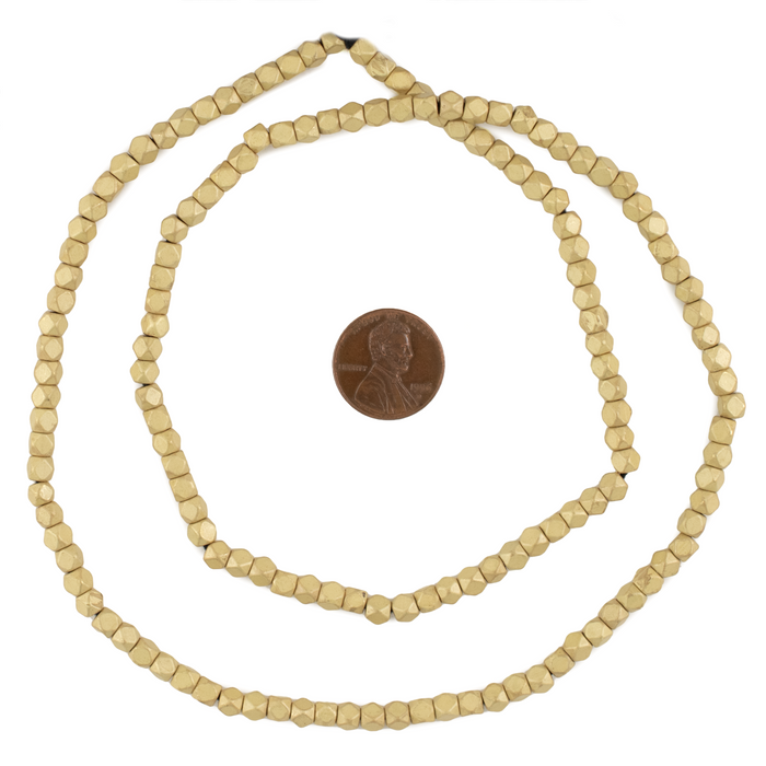 Matte Brass Diamond Cut Beads (4mm)
