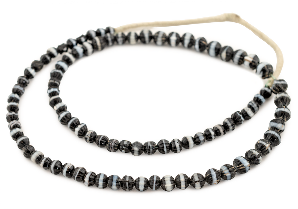 White Stripe Dogtooth Venetian Trade Beads (6-8mm)