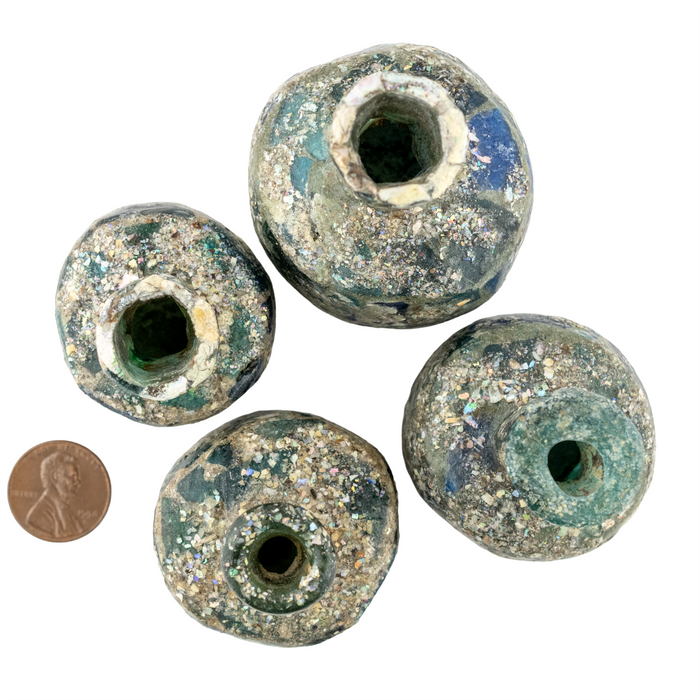Mottled Aqua Roman Glass Bottle