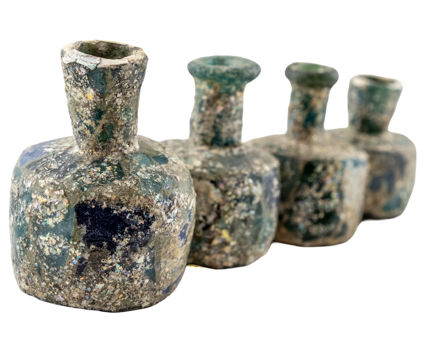 Mottled Aqua Roman Glass Bottle