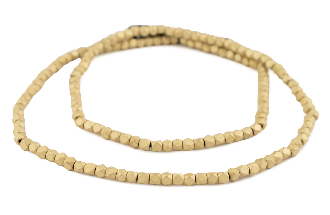 Matte Brass Diamond Cut Beads (4mm)