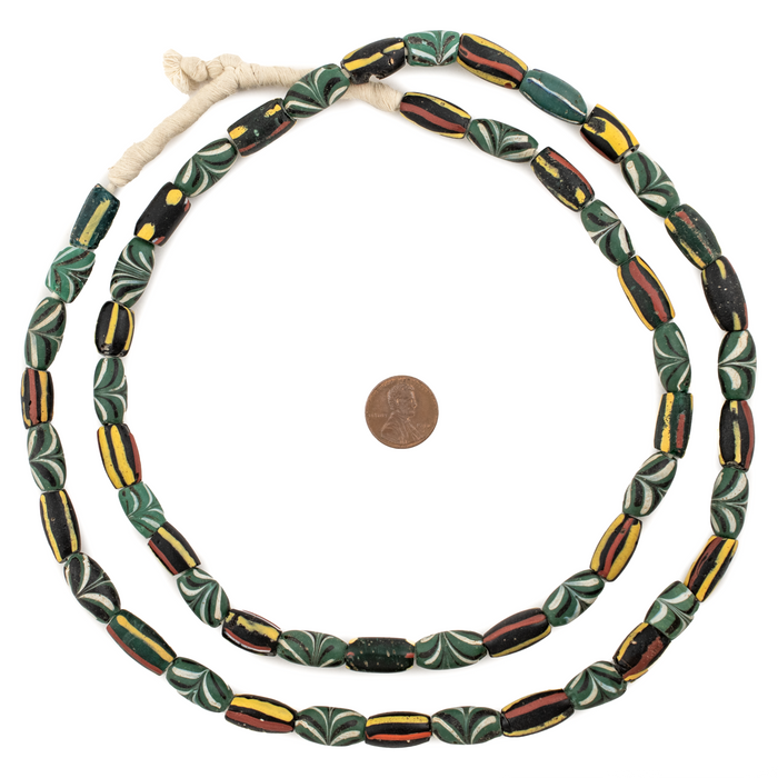 Green Antique Venetian Feather Trade Beads #16614