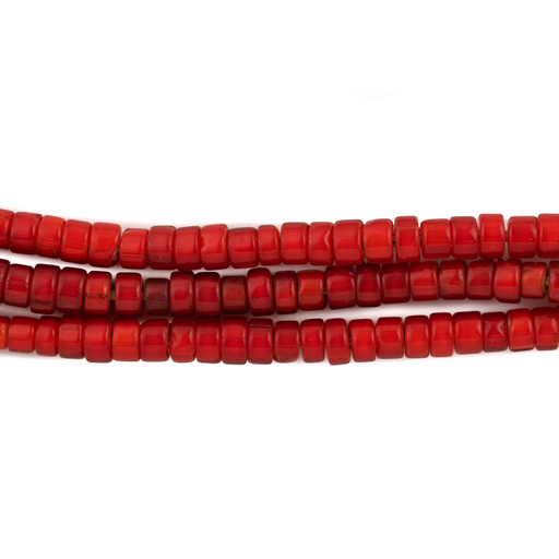 Red White Heart Heishi Beads - The Bead Chest