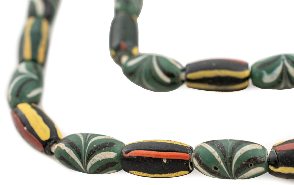 Green Antique Venetian Feather Trade Beads #16614