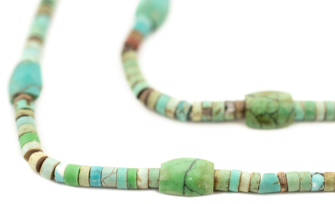 Vintage Afghan Turquoise Heishi Beads with Pendant